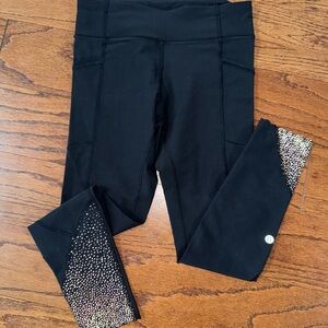lululemon athletica black leggings with scalloped ankle. 23” length